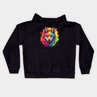 Rainbow Burst Furry Anthro Wolf Pride LGBTQ Kids Hoodie